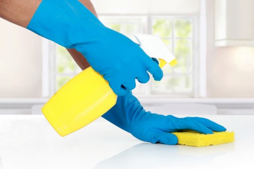 Carpet cleaning team acknowledging a service issue