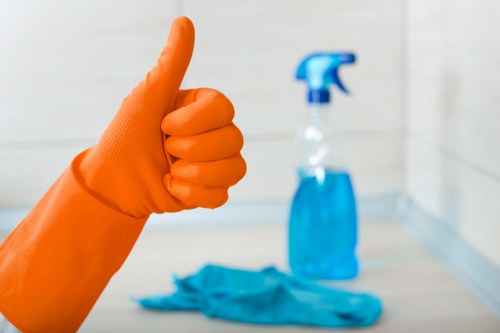 Trained cleaner using professional carpet extraction equipment